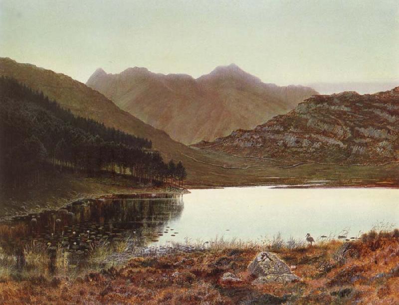 Atkinson Grimshaw Blea Tarn at First Light,Langdale Pikes in the Distance oil painting image